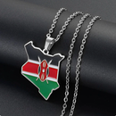 Kenya Map with Flag Pendant Necklace