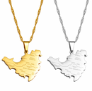 Saint Martin Map with Cities Pendant Necklace