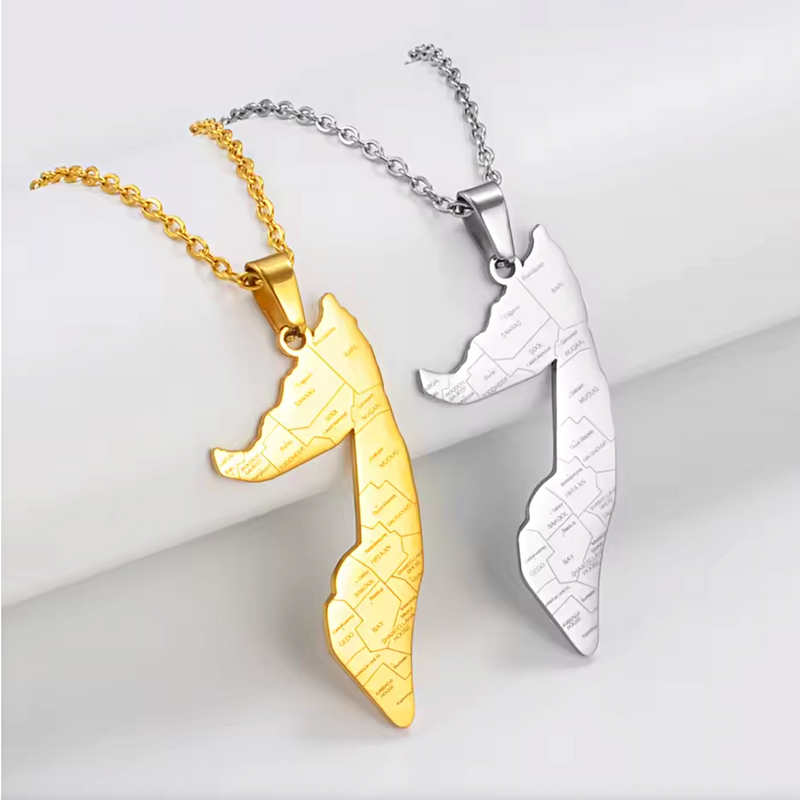 Somalia Map with Cities Pendant Necklace