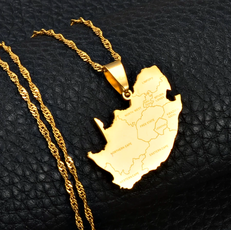 South Africa Map with Cities Pendant Necklace