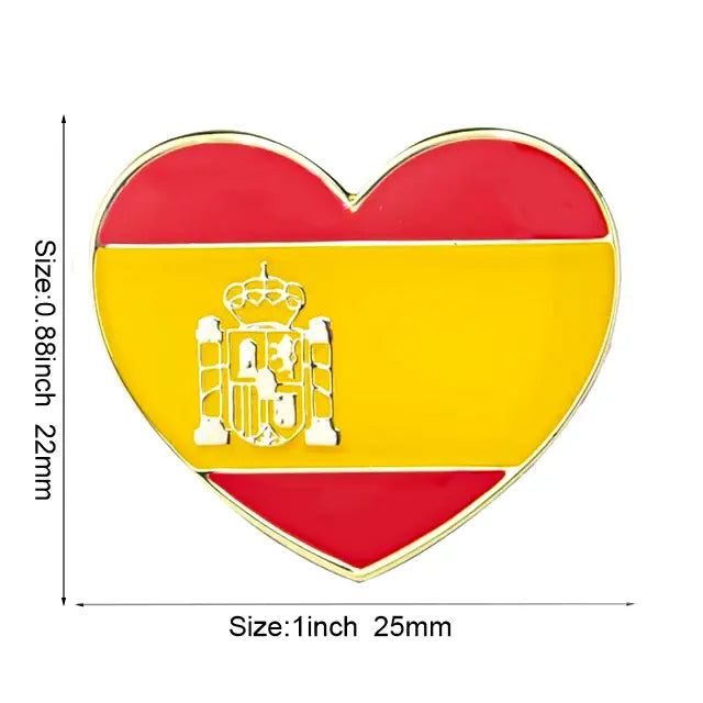 Spain Flag Heart Shape Lapel Pin