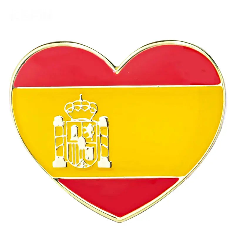 Spain Flag Heart Shape Lapel Pin