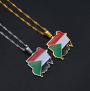 North Sudan Map with Flag Pendant Necklace