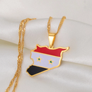 Syria Map with Flag Pendant Necklace