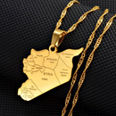 Syria Map with Cities Pendant Necklace