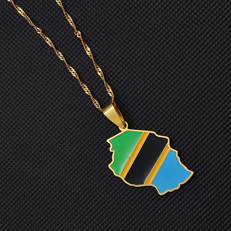 Tanzania Map Pendant Necklace