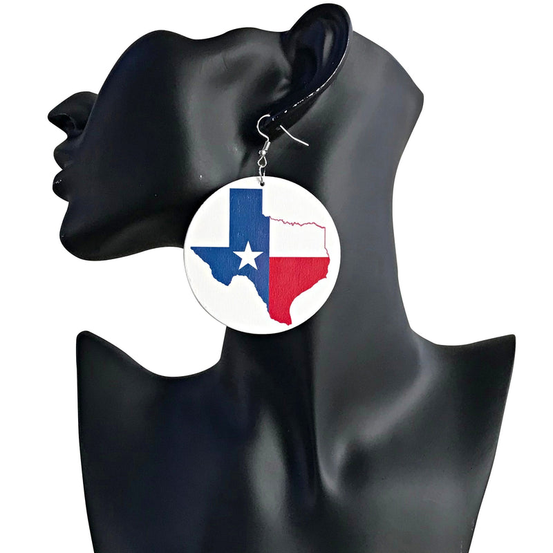 Texas USA State Flag Drop Earrings