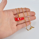 Turkey Map with Flag Pendant Necklace
