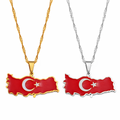 Turkey Map with Flag Pendant Necklace