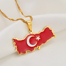Turkey Map with Flag Pendant Necklace