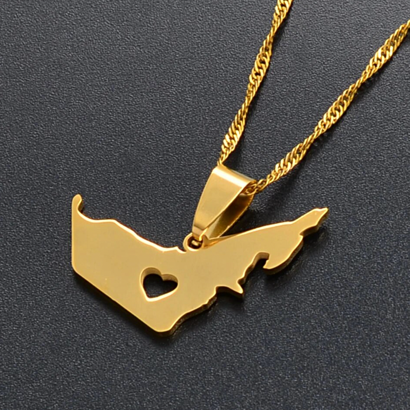 United Arab Emirates Map with Heart Pendant Necklace