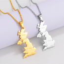 United Kingdom Map with Cities Pendant Necklace