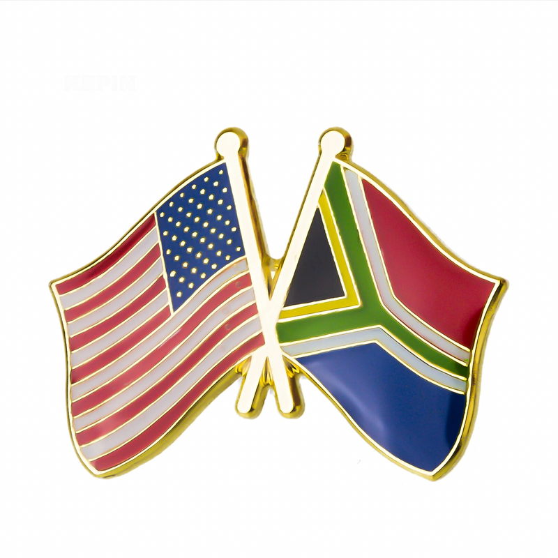 United States & South Africa Flags Friendship Lapel Pin