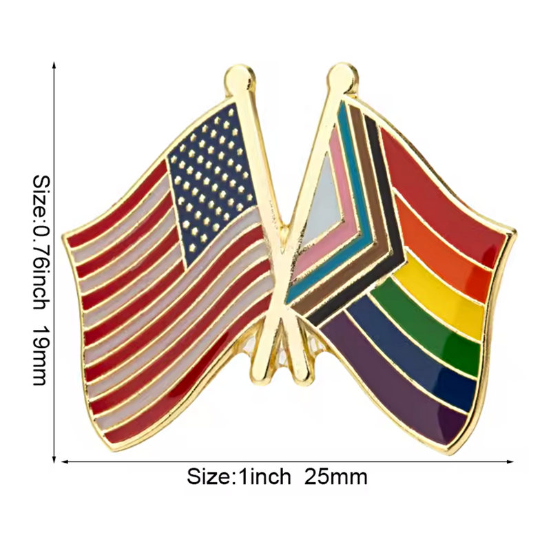USA & LGBTQIA+ Progress Flags Lapel Pin