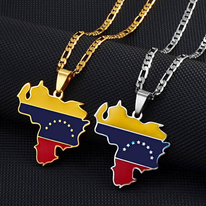 Venezuela Map With flag Pendant Necklace