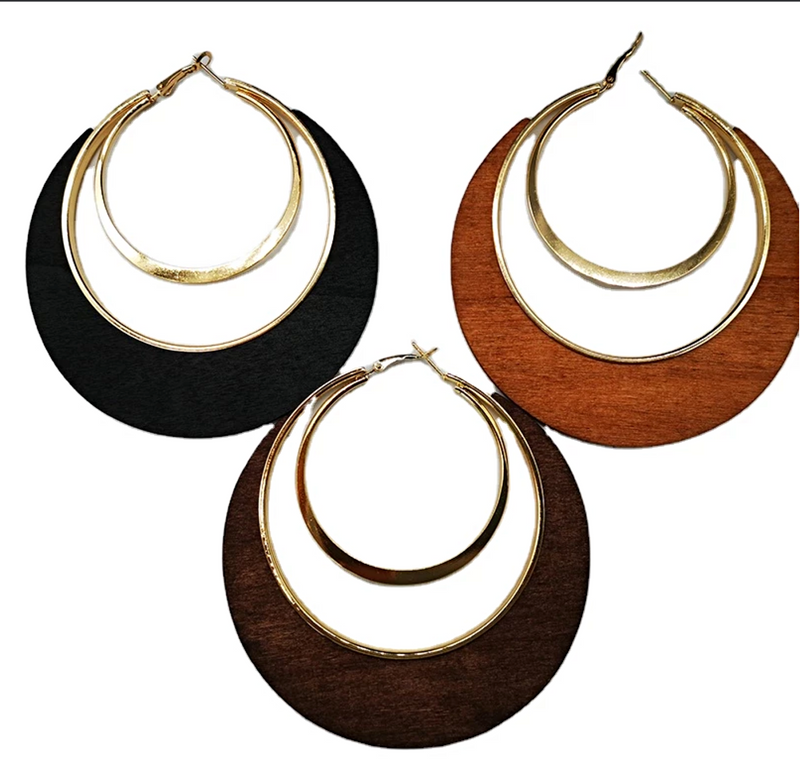 Wooden Hoop Earrings