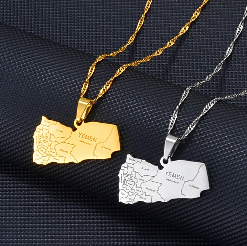 Yemen map with cities Pendant Necklace