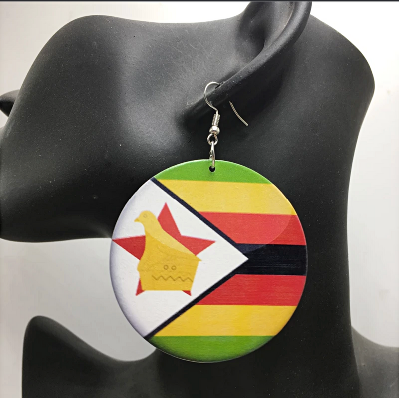 Zimbabwe Flag Drop Earrings