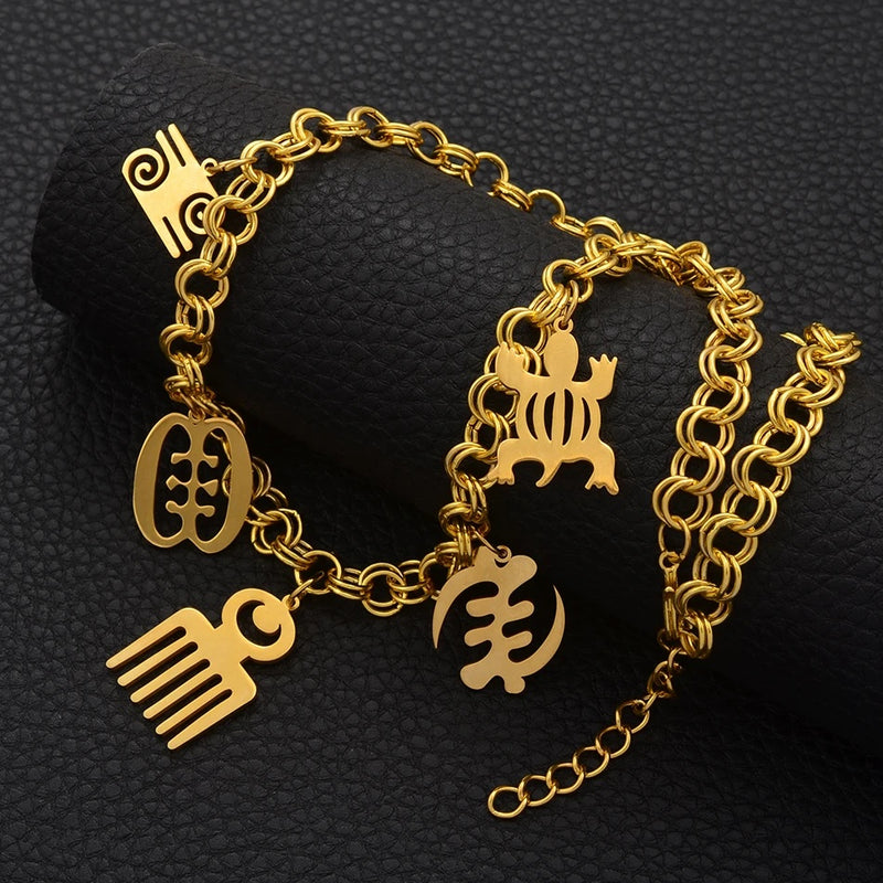 Adinkra African Ghanaian symbols Pendant Necklace