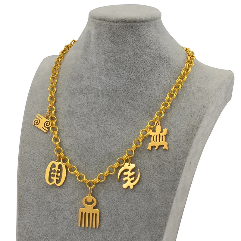 Adinkra African Ghanaian symbols Pendant Necklace