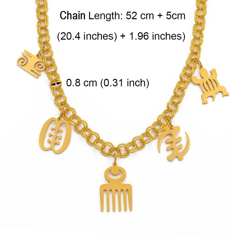 Adinkra African Ghanaian symbols Pendant Necklace