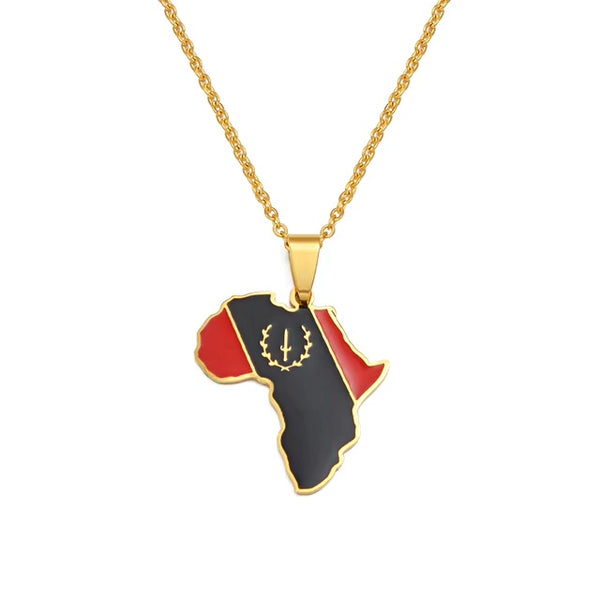 Black American Heritage Soulaan Flag Africa Map Necklace