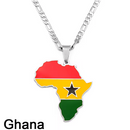 Ghana Flag Africa Map Necklace