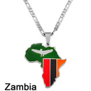 Zambia Flag Africa Map Necklace