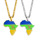 Africa Map with Berber Flag Pendant Necklace