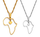 Africa Map Outline Heart Pendant Necklace