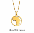 Africa Map in Circle Pendant Necklace