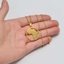 Africa Map in Circle Pendant Necklace