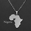 Africa Map with Nigeria Map Pendant Necklace