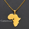 Africa Map with Cameroon Map Pendant Necklace