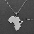 Africa Map with Ethiopia Map Pendant Necklace