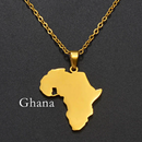 Africa Map with Ghana Map Pendant Necklace