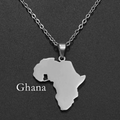 Africa Map with Ghana Map Pendant Necklace