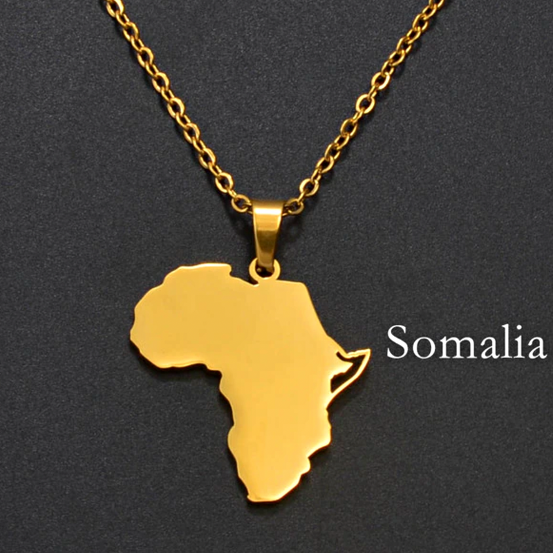 Africa Map with Somalia map Pendant Necklace