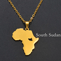 Africa Map with South Sudan map Pendant Necklace