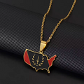 African American Heritage Soulaan Flag USA Map Pendant Necklace