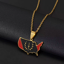 African American Heritage Soulaan Flag USA Map Pendant Necklace