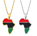 Africa Map Afro-American Flag Necklace