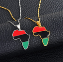Africa Map Afro-American Flag Necklace