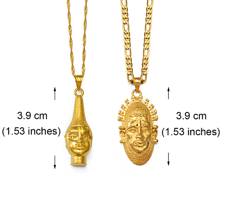 African Mask Portrait of Queen Mother Idia Pendant Necklace