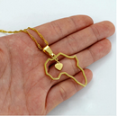 Africa Map Outline Heart Pendant Necklace