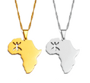 Africa Map with Berber Symbol Pendant Necklace