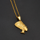 African Woman Wearing Headwrap Pendant Necklace