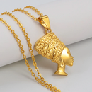 African Woman Wearing Headwrap Pendant Necklace