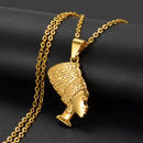 African Woman Wearing Headwrap Pendant Necklace