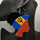 Barbados Flag Woman Bandana Earrings